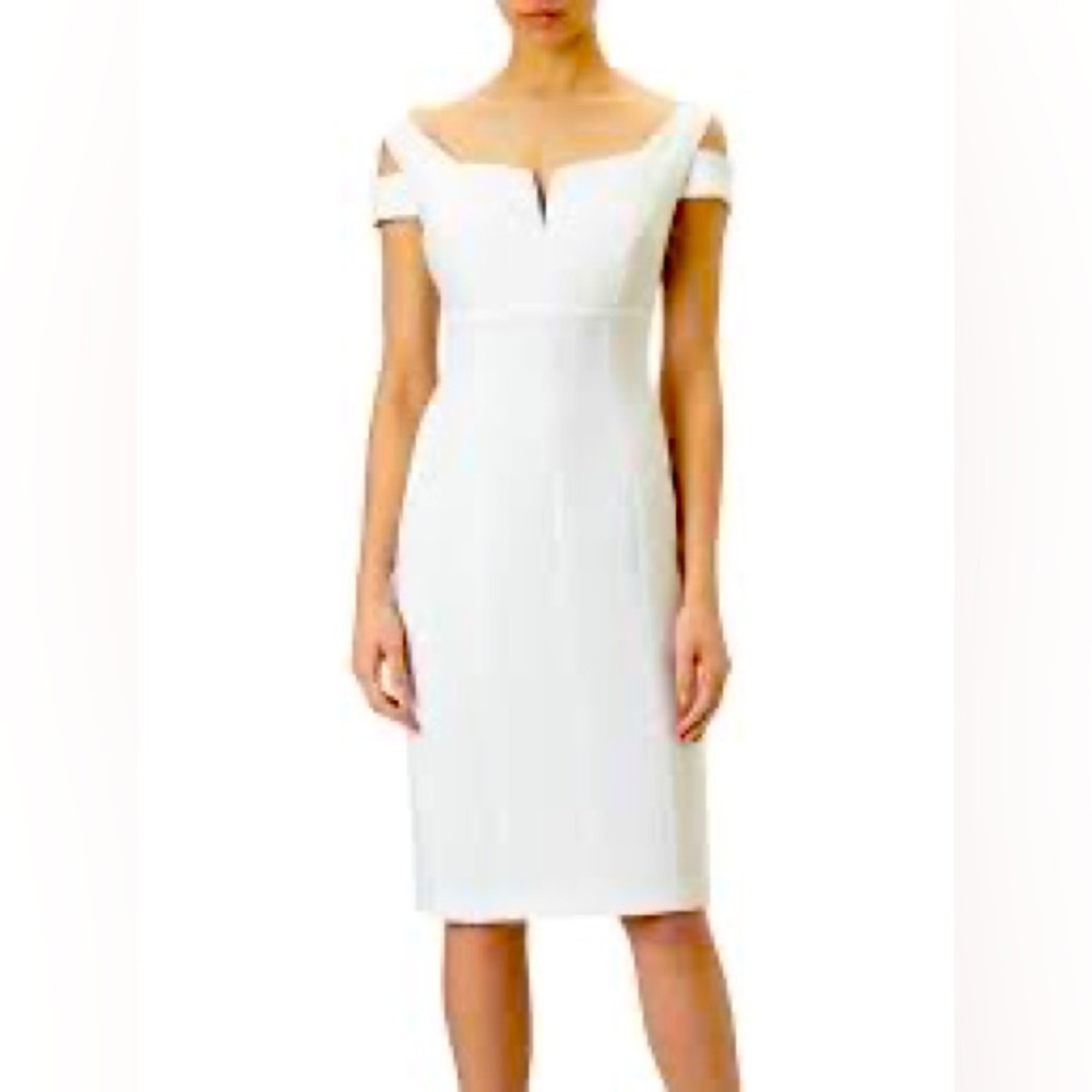Adrianna Papell Solid Crepe Empire Ivory Dress